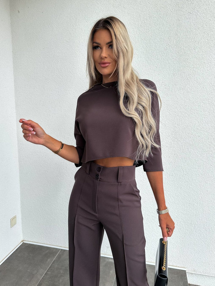 Petra | Co-ord Set with Cropped Top and Wide Leg Trousers