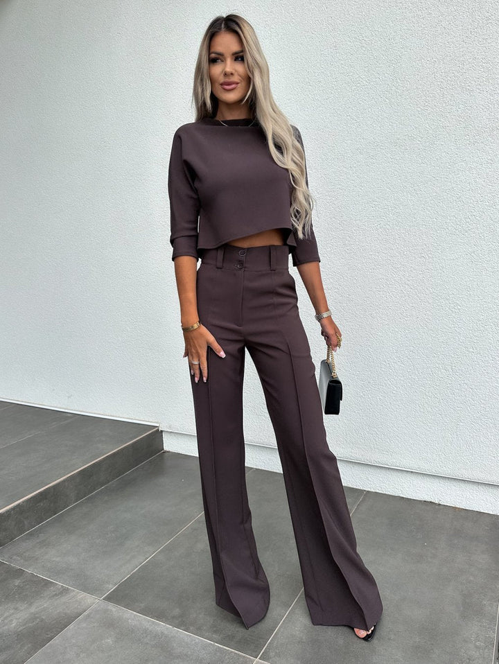 Petra | Co-ord Set with Cropped Top and Wide Leg Trousers