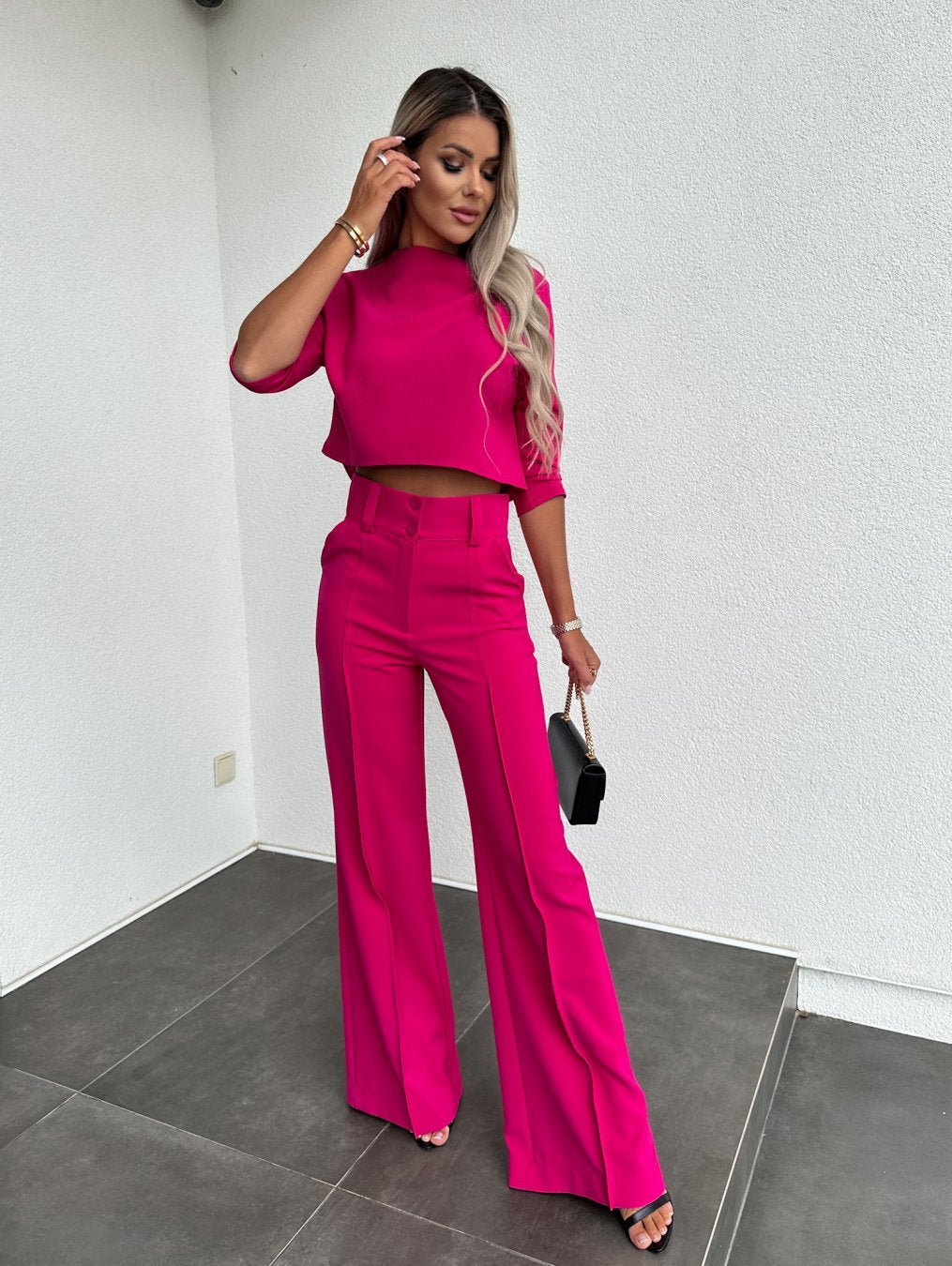Petra | Co-ord Set with Cropped Top and Wide Leg Trousers