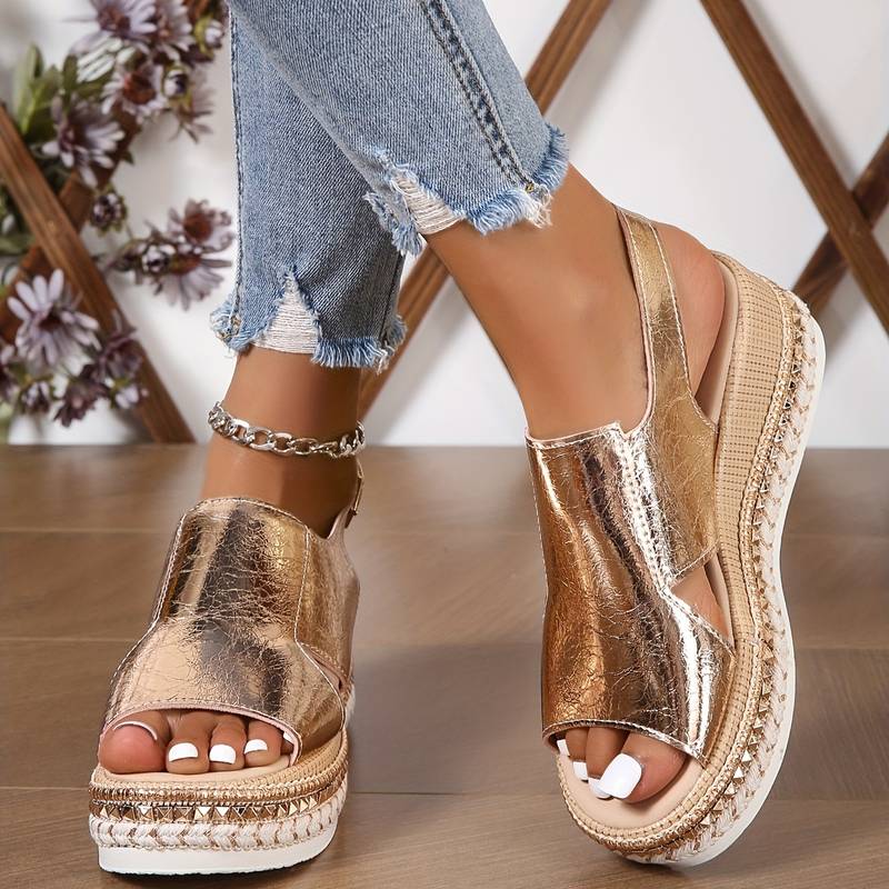 Cheryl | Orthopedic Wedge Sandal with Cutout Detail