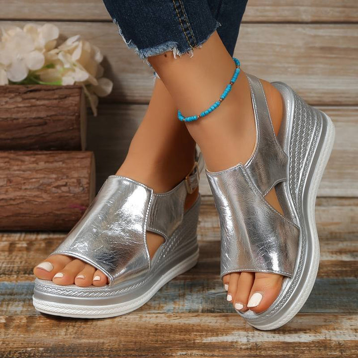 Cheryl | Orthopedic Wedge Sandal with Cutout Detail
