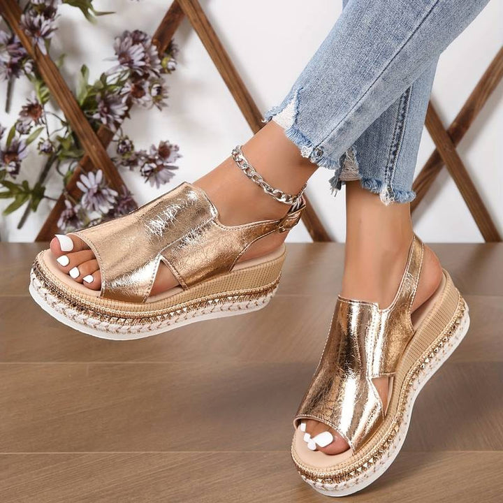 Cheryl | Orthopedic Wedge Sandal with Cutout Detail