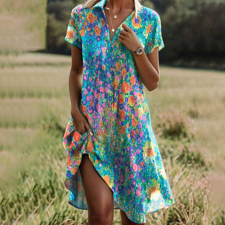Ella | Midi Shirt Dress with Floral Print