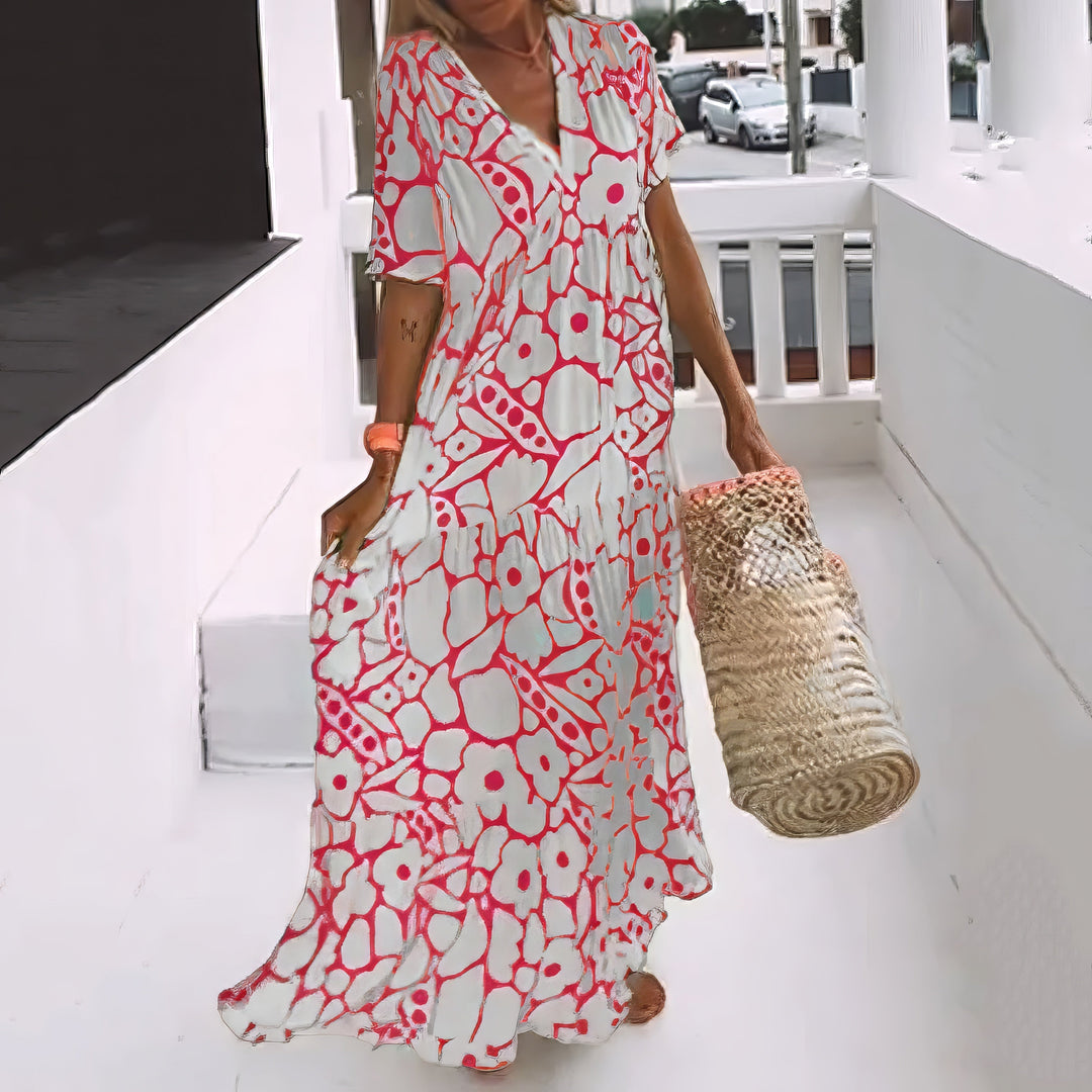 Jackie | Maxi Summer Dress with Boho Print and V-Neck