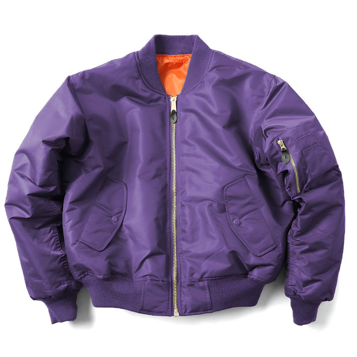 Unisex Classic Bomber Jacket with Ribbed Trim Angle