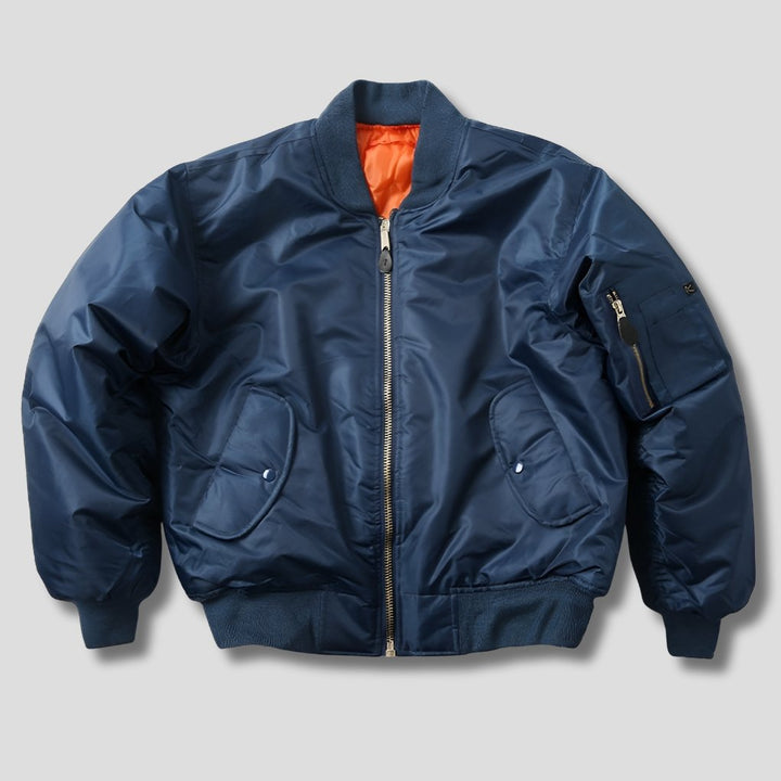 Unisex Classic Bomber Jacket with Ribbed Trim Detail
