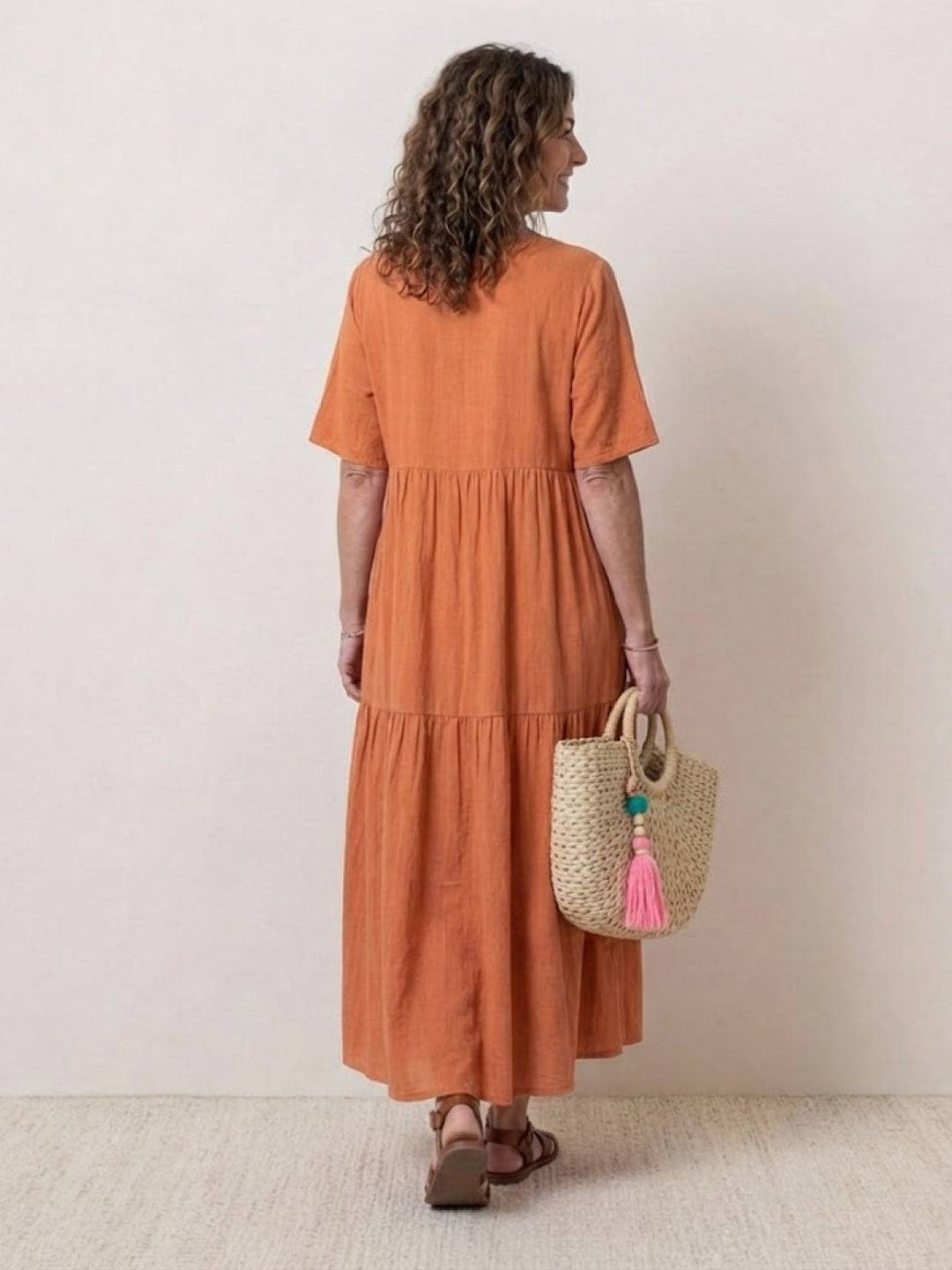 Naomi | Maxi Summer Dress with V-Neck and Tiered Skirt
