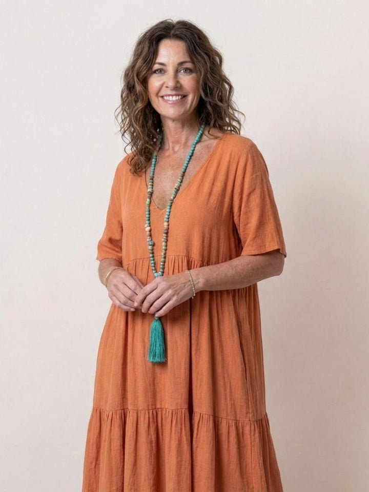 Naomi | Maxi Summer Dress with V-Neck and Tiered Skirt