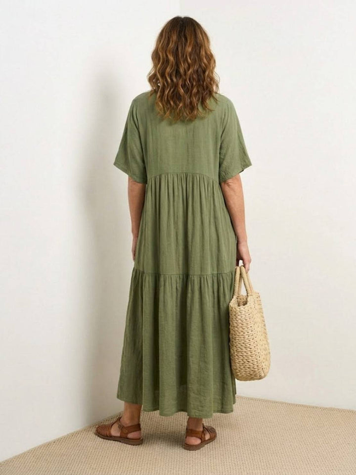 Naomi | Maxi Summer Dress with V-Neck and Tiered Skirt