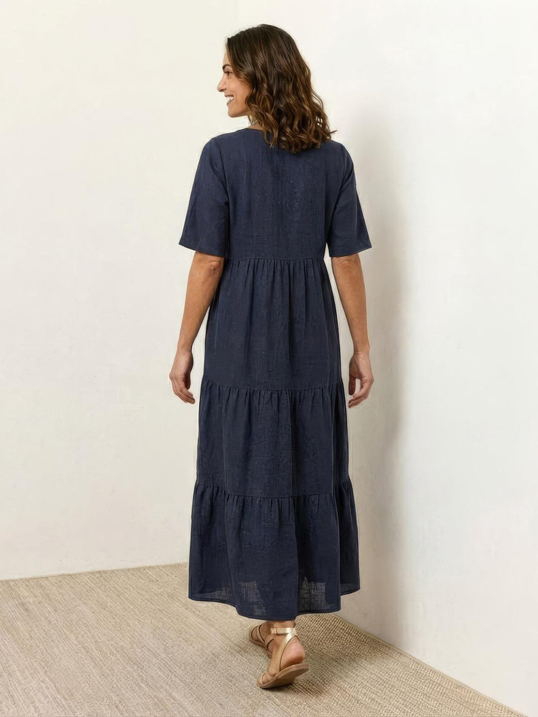 Nora | Boho Midi Dress V-Neck Tiered