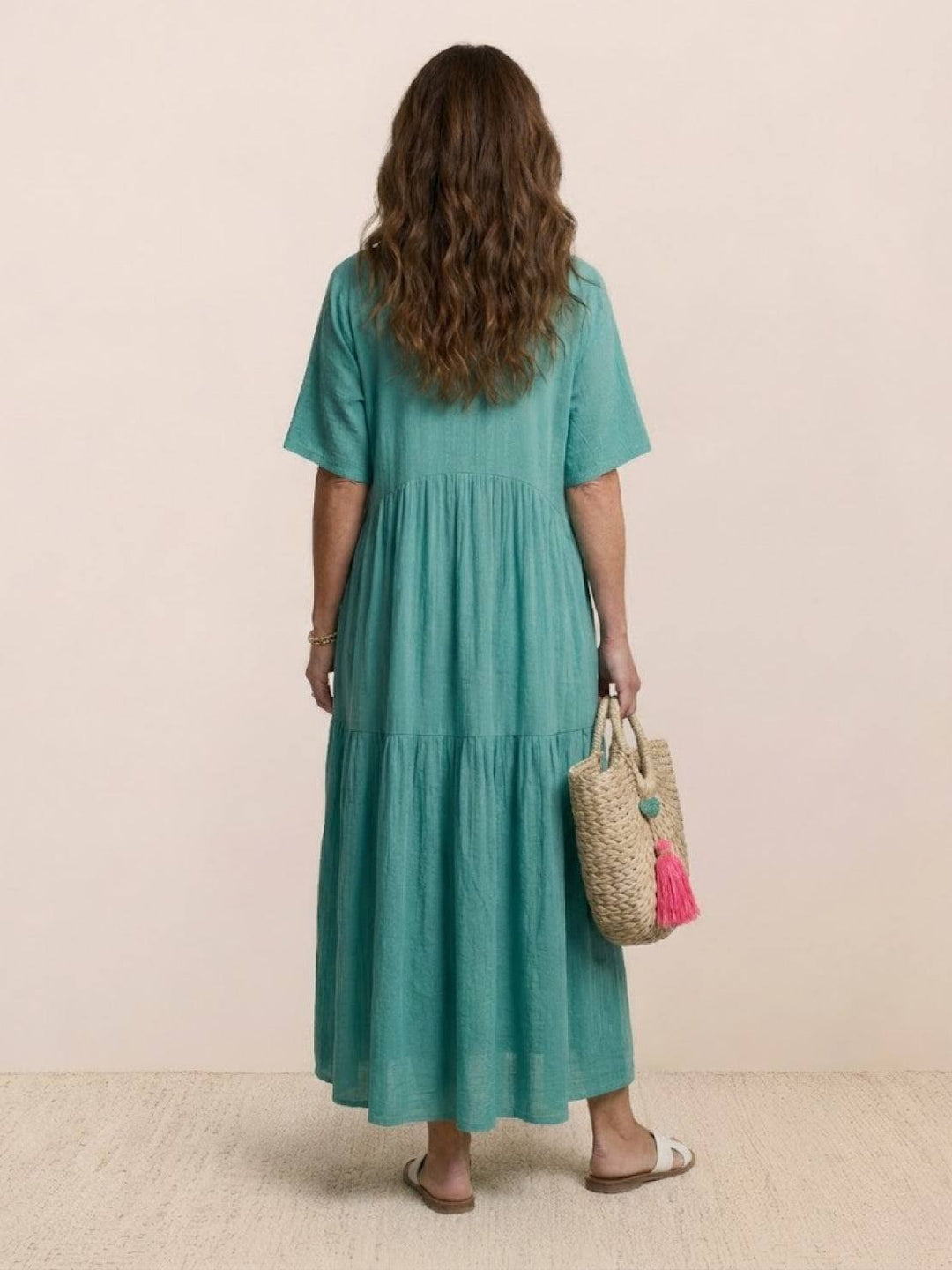 Nora | Boho Midi Dress V-Neck Tiered