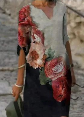 Hailey | Midi Summer Dress with Boho Print