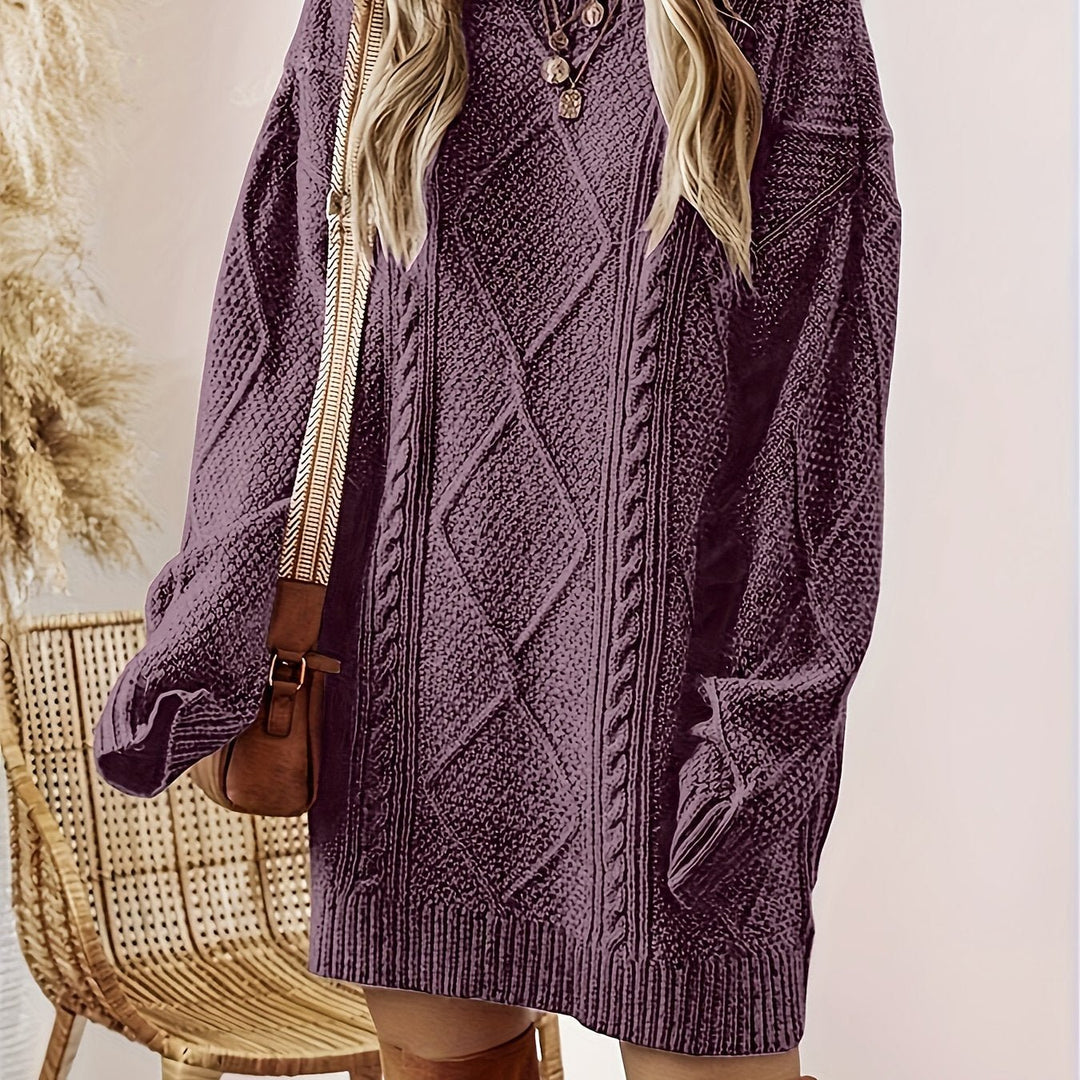 Women's Cable Knit Sweater Dress | Diamond Texture Relaxed Fit Hero