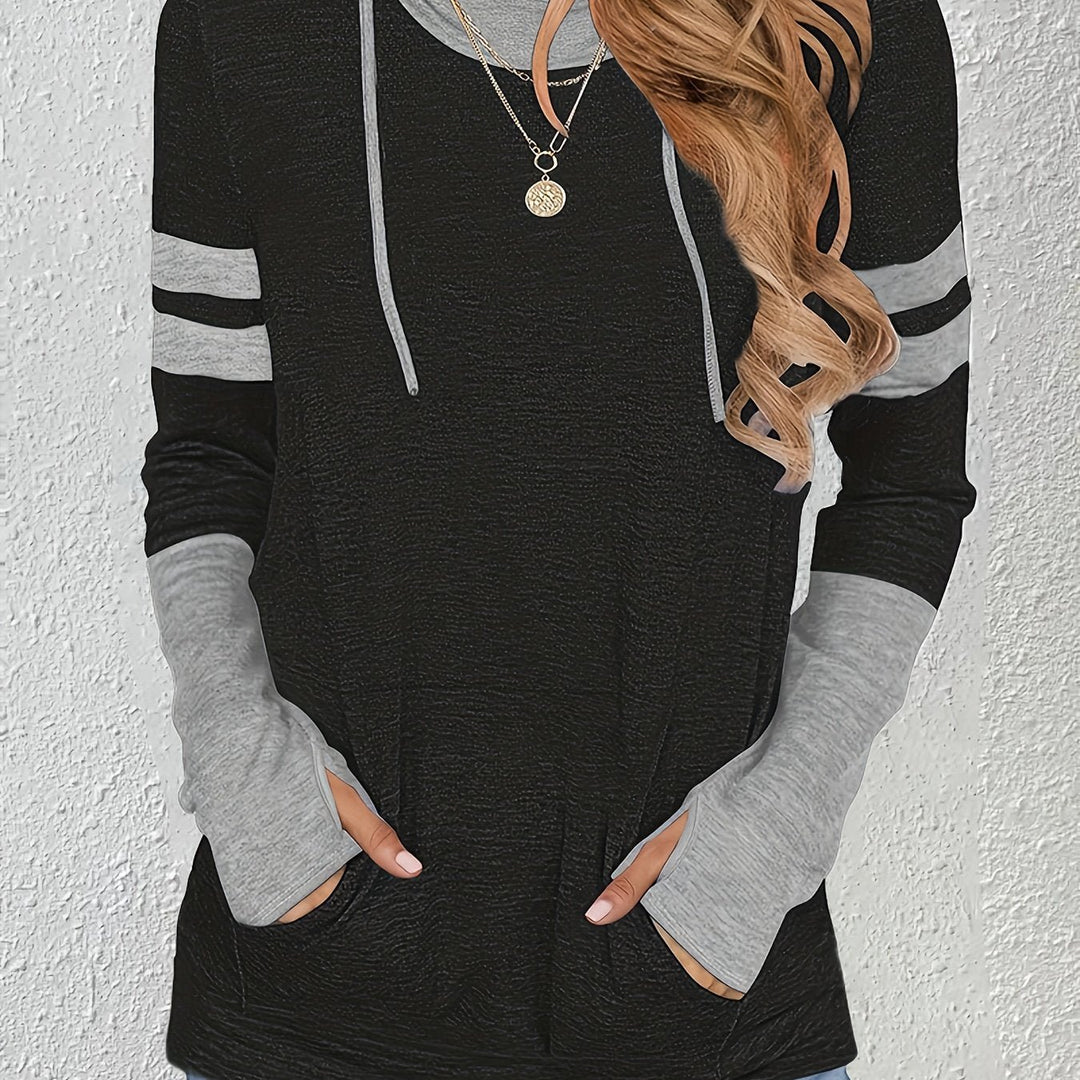 Women's Colour Block Hoodie with Thumbhole Sleeves Hero