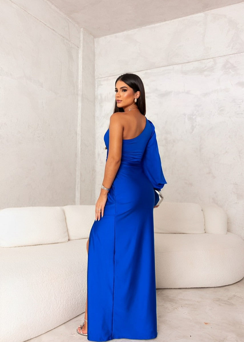 Mia | Maxi Wedding Guest Dress with One Shoulder and Twist Front