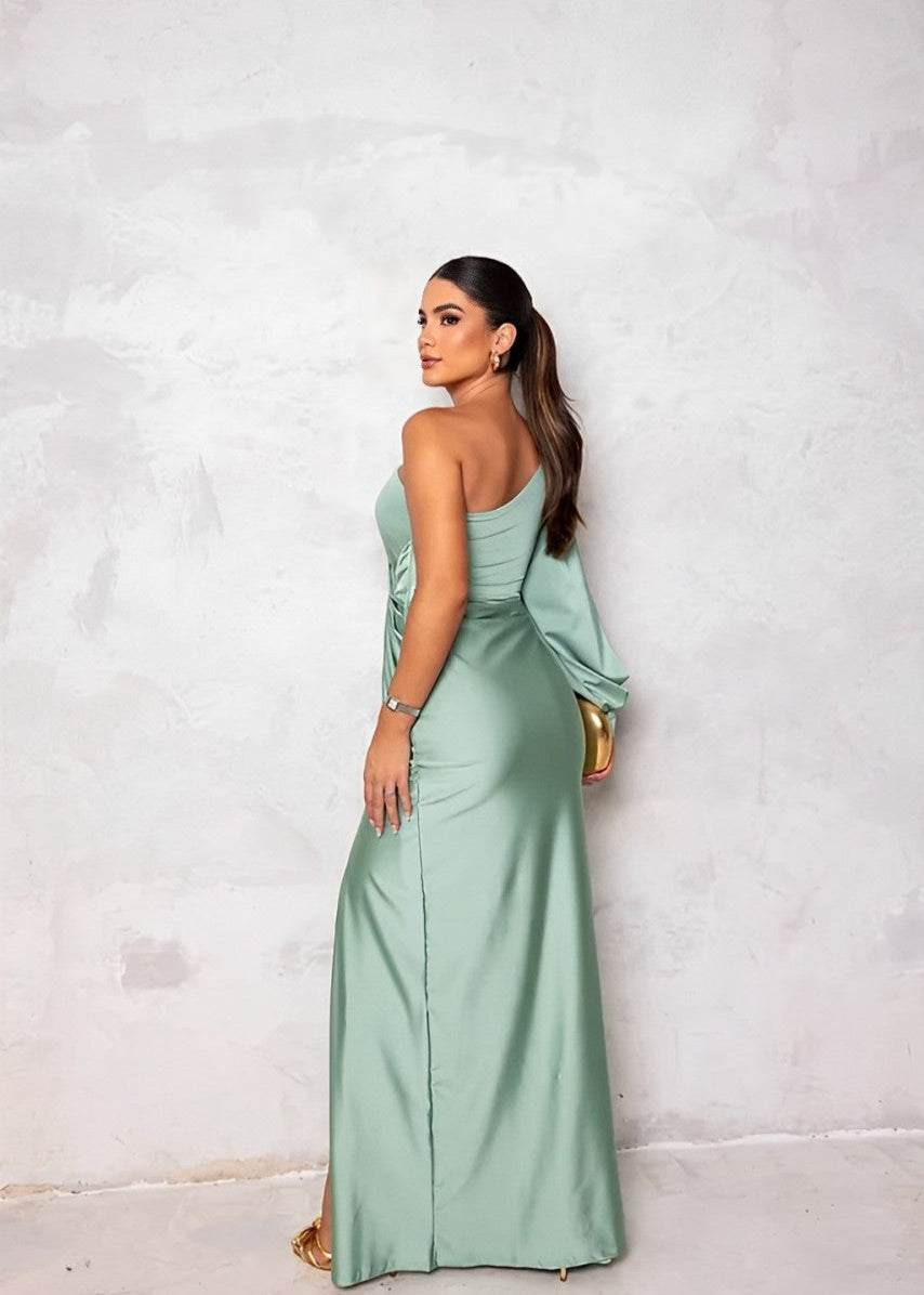 Mia | Maxi Wedding Guest Dress with One Shoulder and Twist Front
